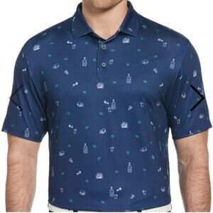 BEN HOGAN Performance ALL OVER TEQUILA PRINT Mens XXL Golf Polo Shirt Navy Blue